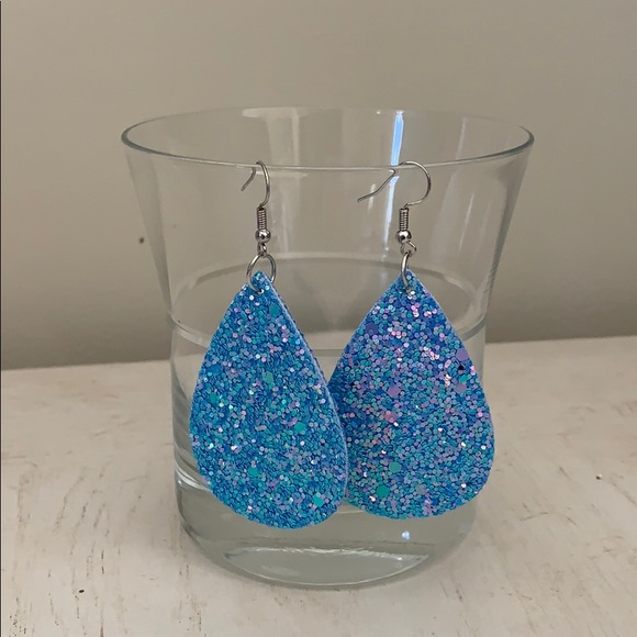 kelzposh Jewelry - Blue Glitter Drop Earrings